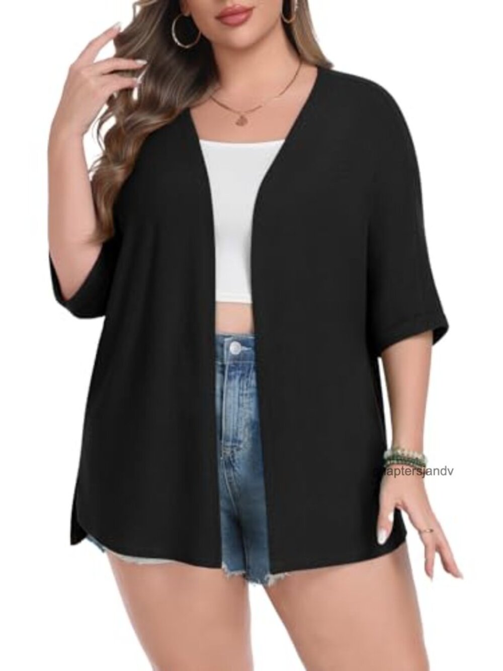 Womens Plus Size Cardigan Short Sleeve Lightweight Open Front Loose Summer